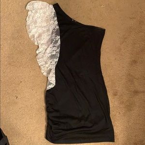 Black dress with white Lace one shouldered